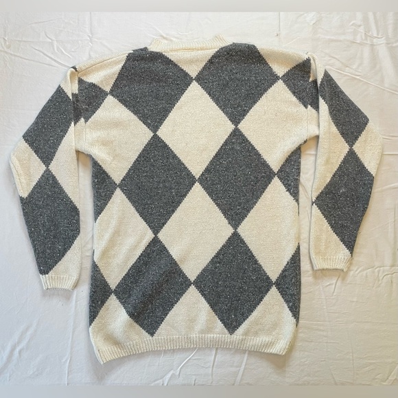 Vintage Accordeon Silk Angora Lambswool Sweater Women Sz Medium Diamond Pattern - Picture 7 of 7